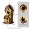 Set of 2 11.5"H Washed Yellow Distressed Solid Wood Cottage Decorative Outdoor Garden Birdhouse with Rattan